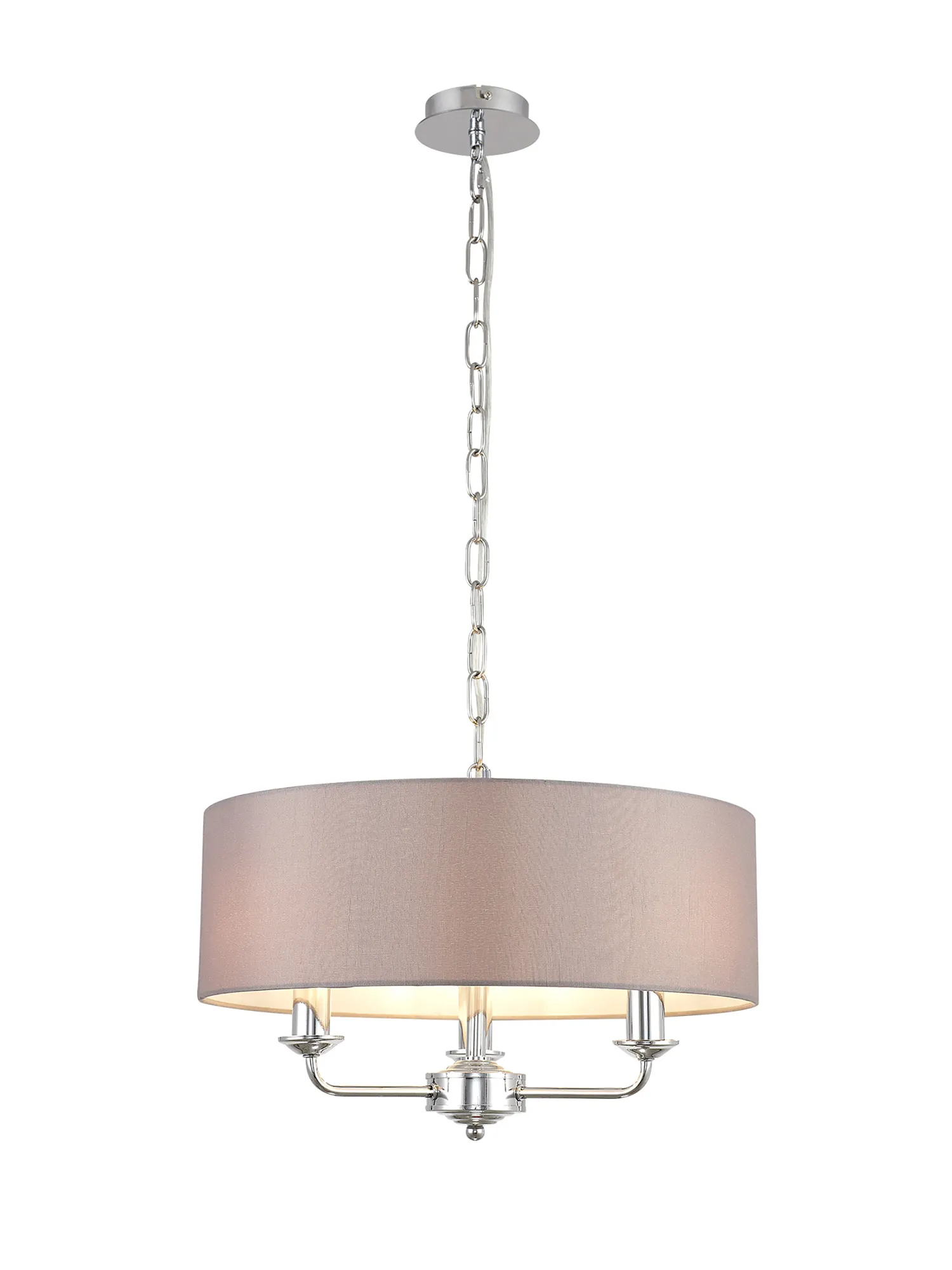 DK0004  Banyan 45cm 3 Light Pendant Polished Chrome, Grey